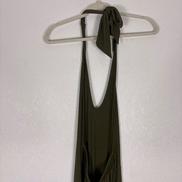 Imbodhi Women's Green Ribbed Halter Wide Leg Jumpsuit Size Large - Picture 7 of 11